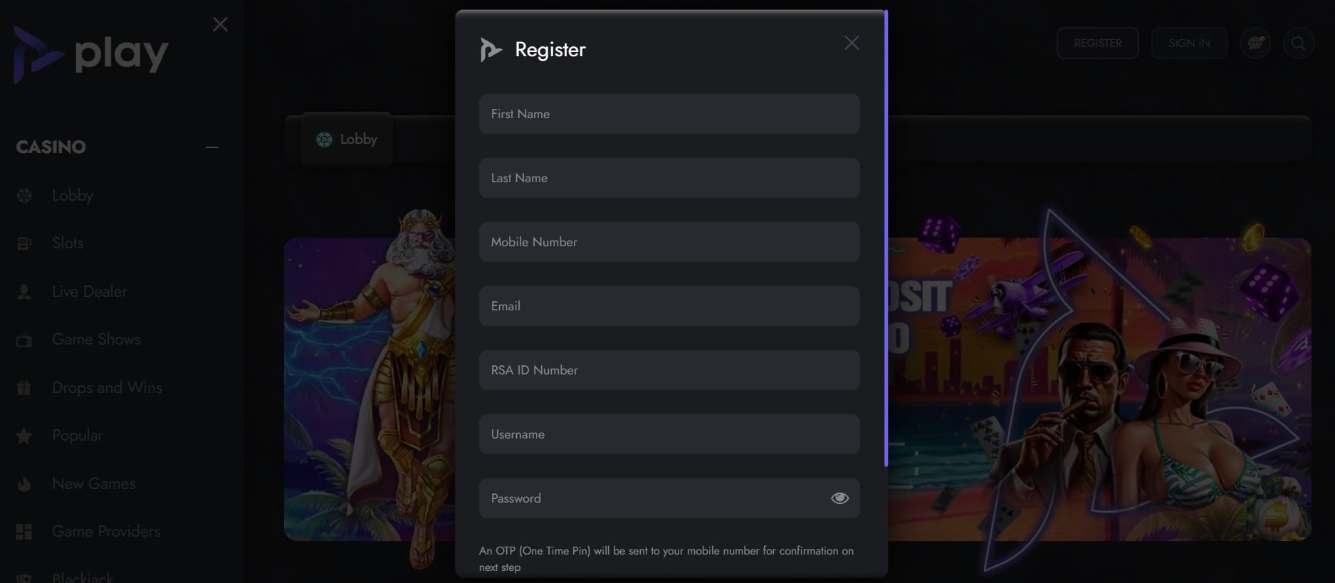 Play.co.za Registration